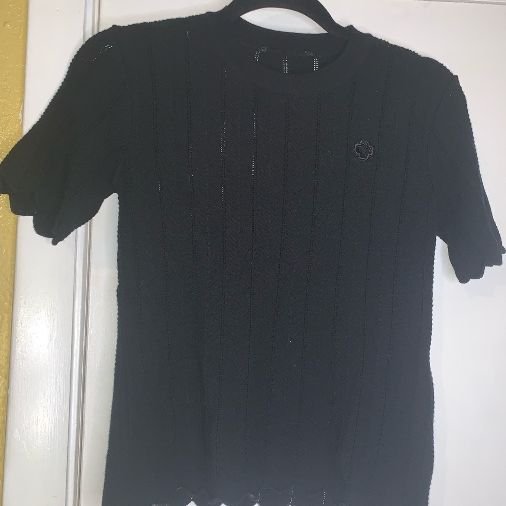 Black Short Sleeve Knit Top Maje stretch small.